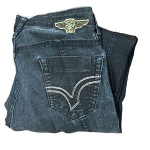 VON DUTCH Vintage SUPER RARE Reversible Denim Patchwork Skinny Jeans Size 27 (US
